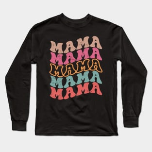 Mother's Day 2024 - Mama Retro Groovy Long Sleeve T-Shirt